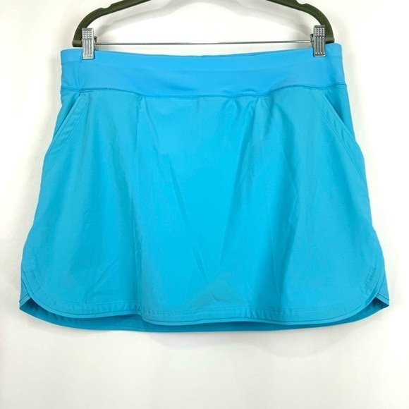 Lands’ End NEW Women’s Sz 14P Petite Swimwear Water Skort Quick Dry UPF 50+ Blue - Picture 1 of 10